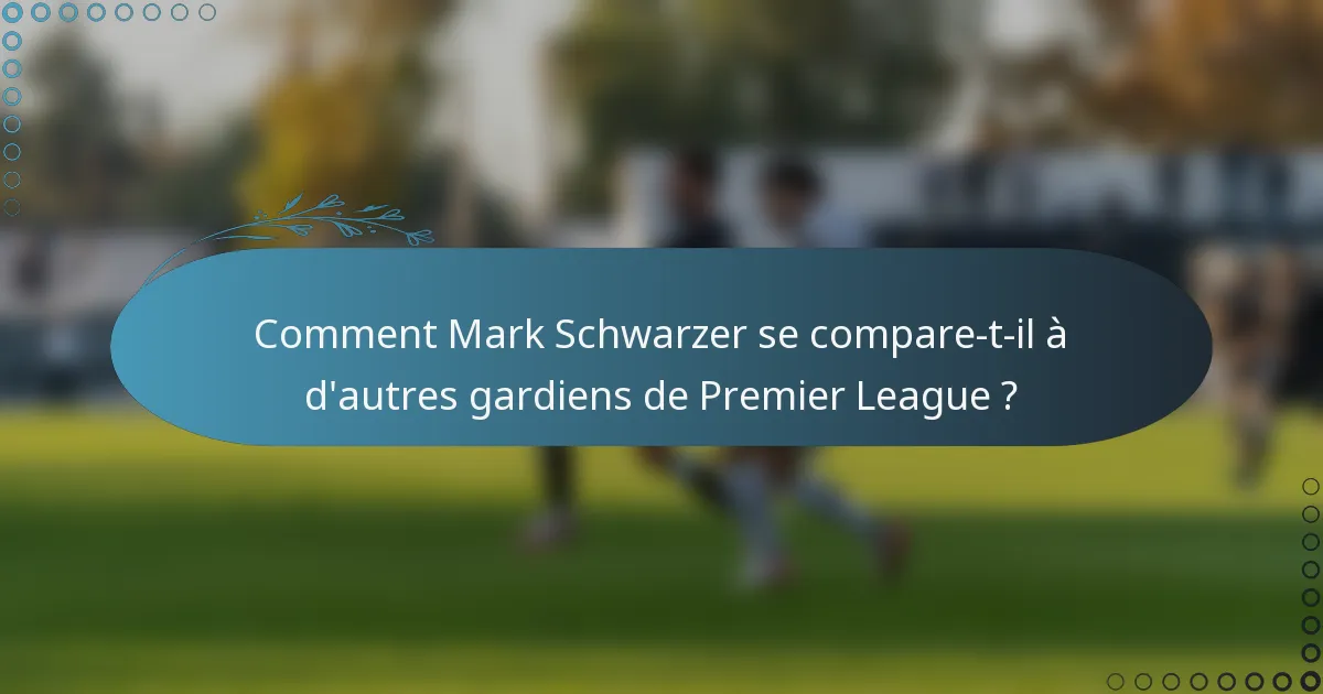Comment Mark Schwarzer se compare-t-il à d'autres gardiens de Premier League ?
